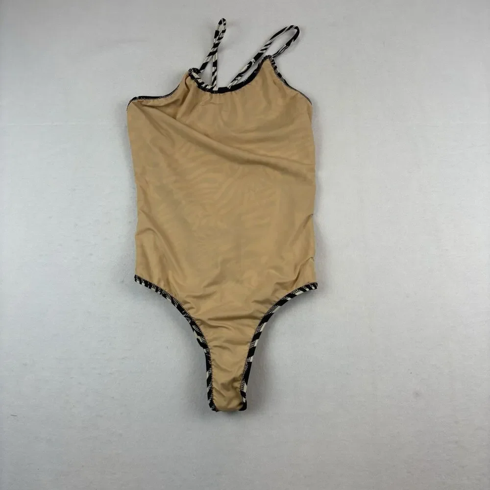 Crewcuts By J Crew Zebra Print Bathing Suit Girls Youth 16 One Piece Open Back - Picture 4 of 10